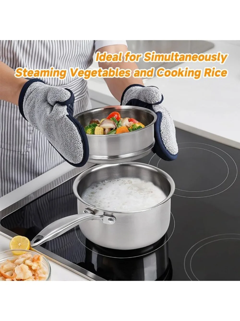2.5 Qt Tri-Ply Stainless Steel Saucepan with Steamer Basket & Lid - Induction